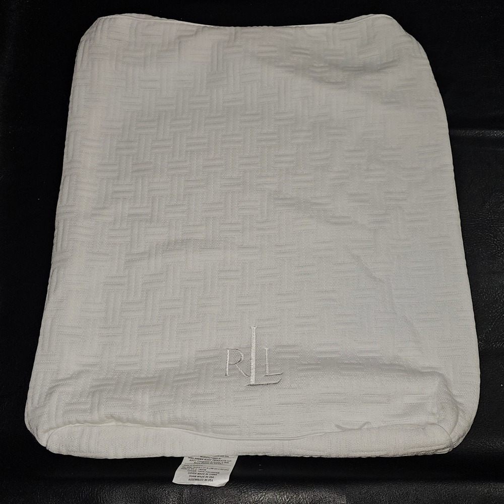 Lauren Ralph Lauren White Embroidered Zippered Pillow Cover Sham‎ 15.5" x 21"